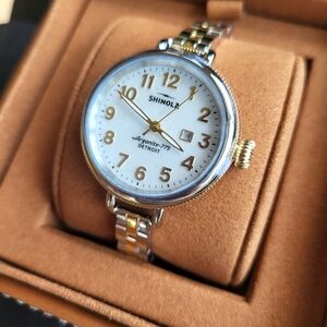 Shinola Womens Birdy Two Tone Mother of Pearl 34mm Watch